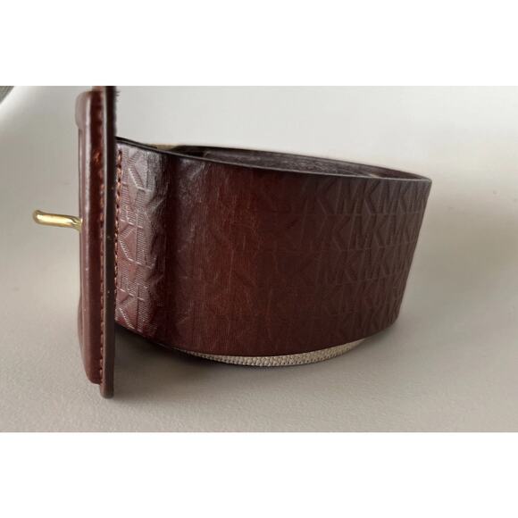 MICHAEL KORS Womens Belt M/L Brown Embossed Leather Elastic Gold Accent main image 16
